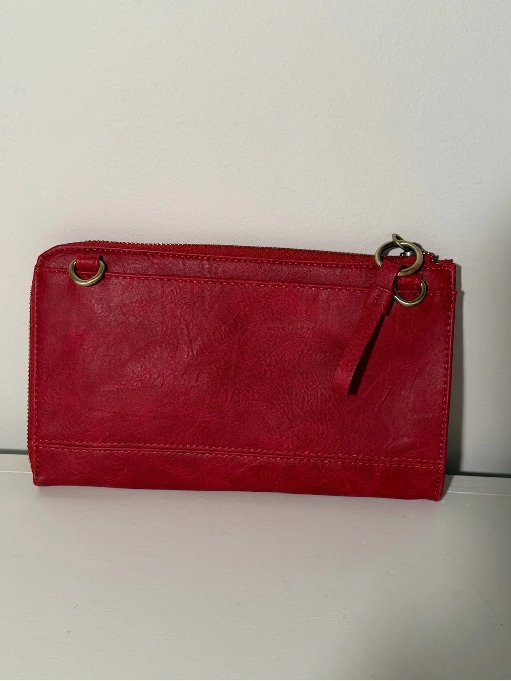 JOY Susan Brand Red Vegan Leather Convertible Crossbody Wallet/Wristlet. NWOT